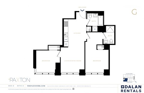 Floor plan for 2 beds, 2 baths, 911 sqft